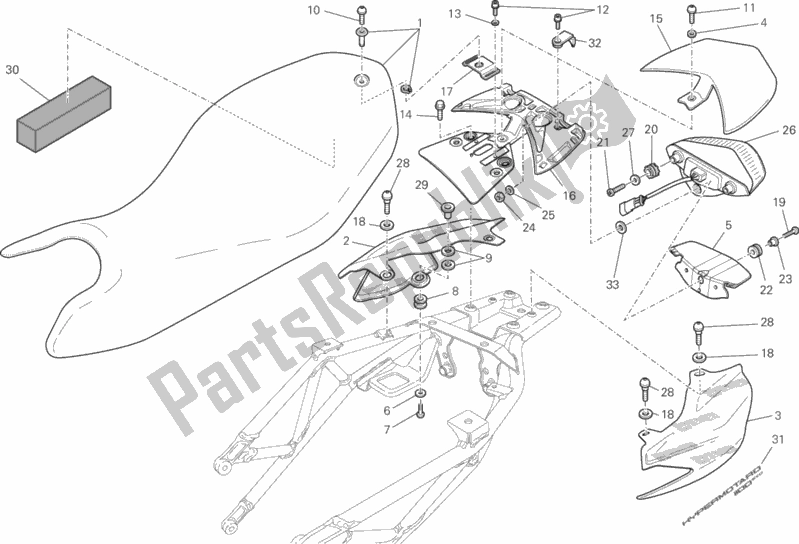 All parts for the Seat of the Ducati Hypermotard 1100 EVO 2012